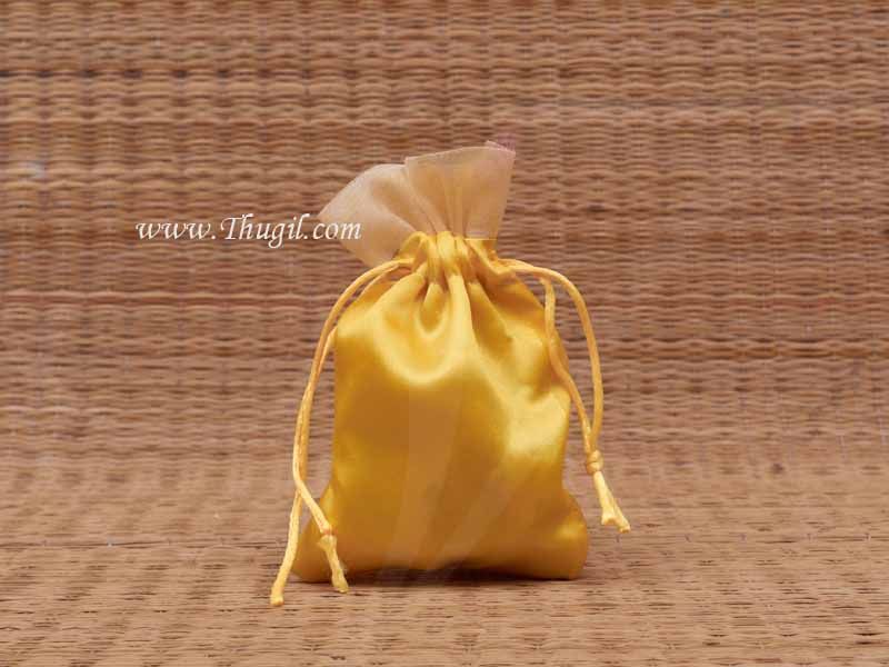Wedding Return Gift Pouch Potli Bag Thamboolam Bags Yellow Colour - 6 x 4 Buy Now
