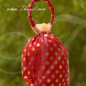 Red Colour Potli Bag with wide golden lace Wedding Return Gift Buy Now 12 x 9