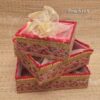 3 Pieces Display Tray Wedding Decorative Gift Basket With gold Net Cover