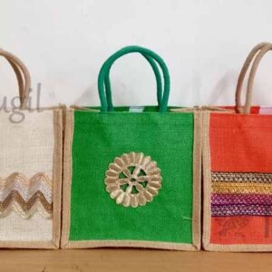 Jute Bags for Navaratri Gifts Assorted Puja Medium Size India 7 inches x 7 inches