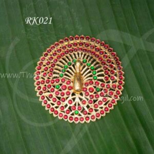 Kemp Rakodi Red Green kemp Hair broach Peacock design 3 inches