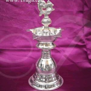 German Silver Peacock Diya Vilakku Deepam Diya Buy Now- 7.5", 2 pieces