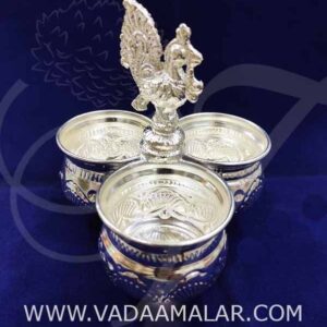 German Silver Chandan Kumkum Wedding Set 3 inches