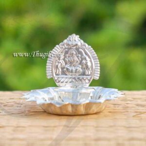 German Silver Lakshmi Design Vilakku Deepam Diya Buy Now 2.5 inches