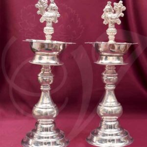 Mayil Vilakku German Silver Peacock Lamp Diya Buy online 12"