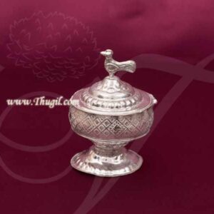 German Silver Kumkum Holder Kungumam Chandan Cup 3 inches