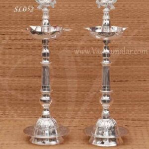 Mayil Vilakku German Silver Peacock Lamp Diya Indian Gift 18 inches