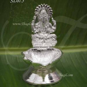 German Silver Vinayagar Design Vilakku Puja Decoration Diya 3 inches