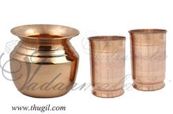 2 Copper Water Tumblers Tumbler 1 Lota Set Ayurvedic Healing Properties