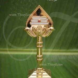 Murugan Brass Om Vel Symbol Stand weapon 4 Inches