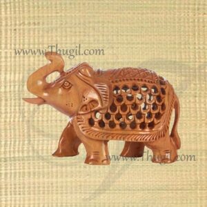Wooden Elephant Jali Design HandCarved Gift 3 inches