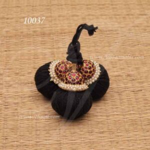 Kunjalam End of Hair paranda Indian jewelry with red kemp stones Amman alagaram.