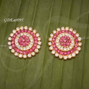 White with pink stone earrings