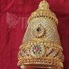 Kreedam White Ruby Emerald Stones Full Crown for Hindu God Statues 4.8 inches
