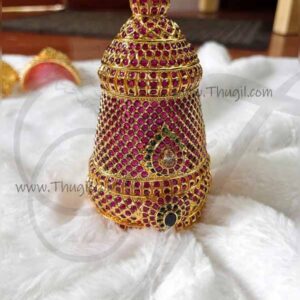 Kreedam Ruby Emerald Stones Full Crown for Hindu God Statues 5 inches