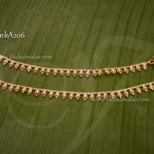Anklets For Amman Goddess Kolusu Gold plated White Stone 6 inches