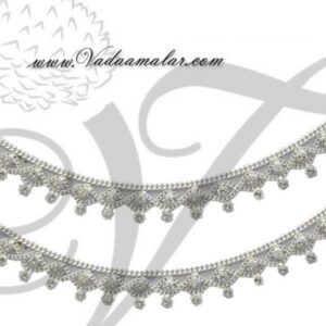 German Silver White Stones Anklets Payal Indian 5 inches