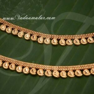 Mango Design Gold plated Anklets Kolusu Payal Indian anklet 6.5 inches
