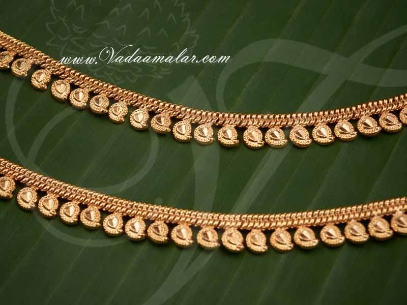 Mango Design Gold plated Anklets Kolusu Payal Indian anklet 7 inches
