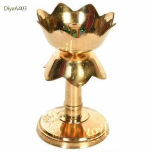 Lotus Diya Brass Vilakku Thamarai Lamp Temple Puja item 4.8"