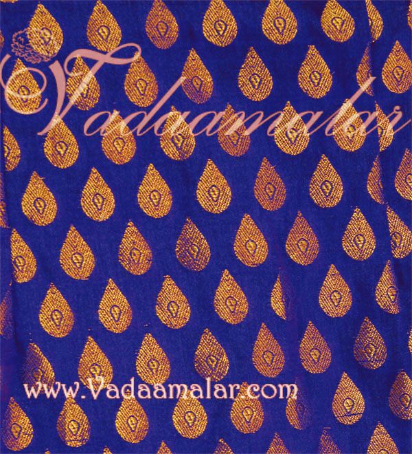 Ink blue and Gold Brocade Fabric - 1 meter