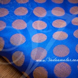 Blue and Gold Brocade Fabric Silk Cotton - 1 meter
