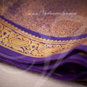 Blue and Gold Jacquard Poly Cotton Fabric - 1 meter