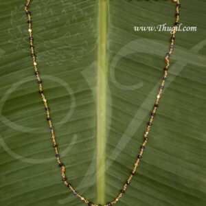 Long Black crystal beads gold plated 2 Line chain 12"