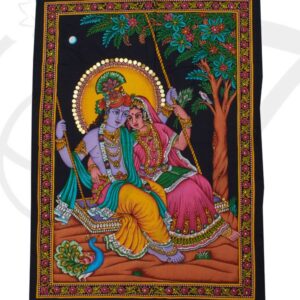 Lord Krishna & Radha poster on unframed cloth printed