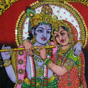 Lord Krishna & Radha poster on unframed cloth printed