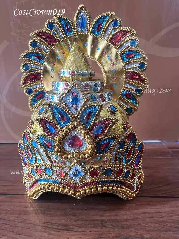 Multicolour Crown Indian Kreedam for Indian God Goddess 13 inches