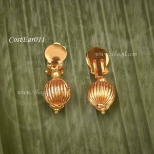 Earrings India Fancy Dress ClipOn Gold Ear Hangings 2 inch