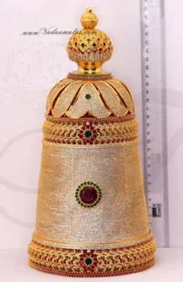 12" inch Gold Plated Ameridan Diamond Balaji Deity Crown Mukut Kreedam Buy online
