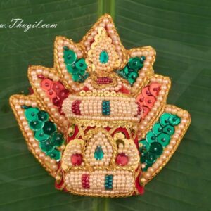 6" Devi Durga Saraswathi Hindu God Multi Color Crown pearl Mukut