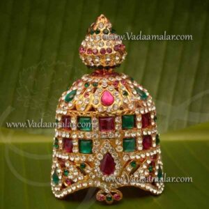 Full Crown Multi color Mukut For Hindu God Goddess 3 inches