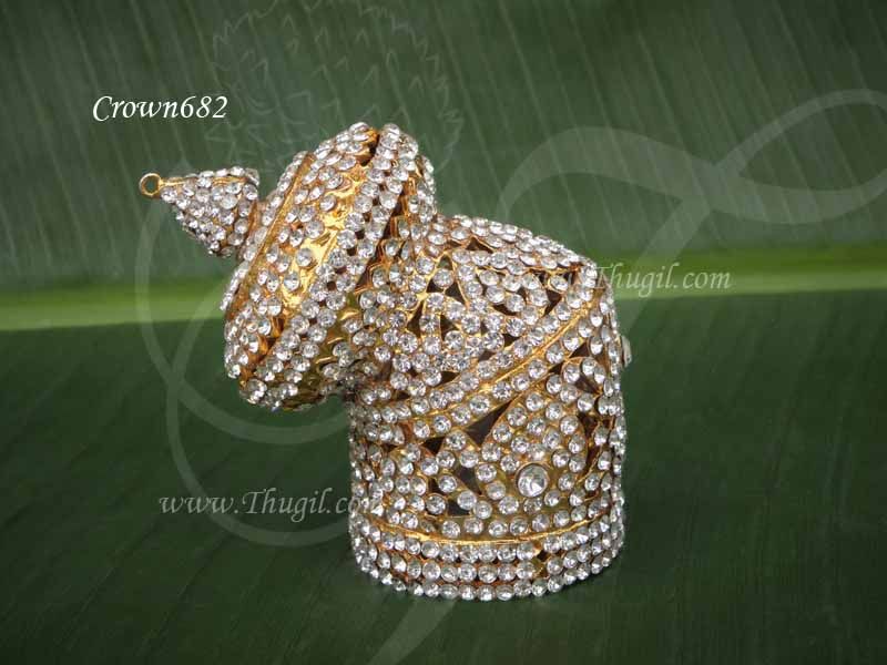 Andal Crown White Colour Stone Crown Kreedam 2 inches