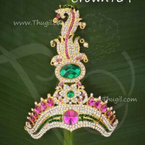 Kireedam Half Stones Mukut for Hindu God and Goddess 5.5 Inches
