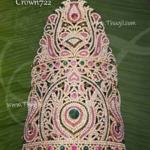 Large Half Crown Multi Colour Mukut For Hindu God Goddess 13x9 inches