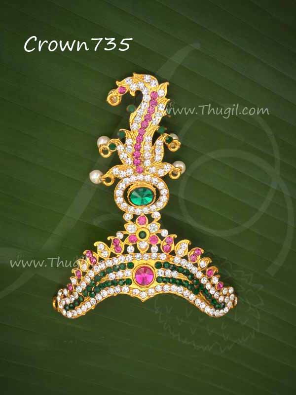 Half Crown Multicolor Mukut Kreedam For Hindu God Goddess 4.2 Inches