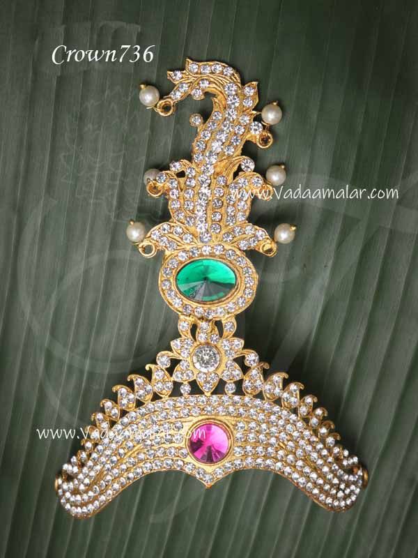 Half Crown Multi color Mukut Kreedam For Hindu God Goddess 4.2 Inches