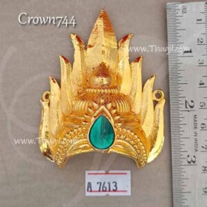 Kireedam for Hindu Half Crown Gold Plated Crown Mukut 3 Inches