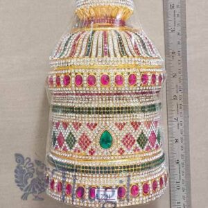 Large Half Crown Multi Colour Mukut For Hindu God Goddess 10 inches