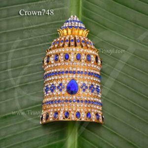 Kreedam White with Blue Color Stone Half Crown Hindu God Statues 4 inches