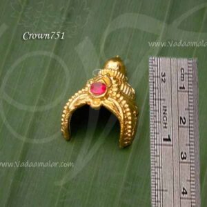 Kireedam for Hindu Half Crown Gold Plated Crown Mukut 1 Inch Miniature