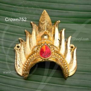 Kireedam for Hindu Half Crown Gold Plated Crown Mukut 3 Inches