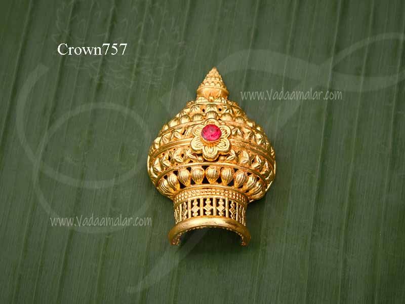 Kireedam for Hindu Half Crown Gold Plated Crown Mukut 2.5 Inches