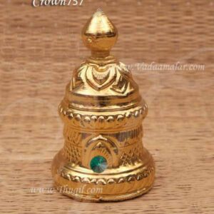 Kireedam for Hindu God Full Round Crown Gold Plated Crown 3.2 x 1.6 inches