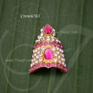 Kreedam White with Pink Color Stone Half Crown Hindu God Statues 1 inches