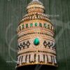Kreedam White Green Stones Half Crown for Hindu God Statues 6 inches