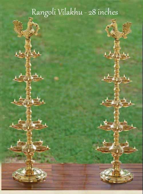 5 Step Lamp in Brass Diya 28 Inches Rangoli Vilaku